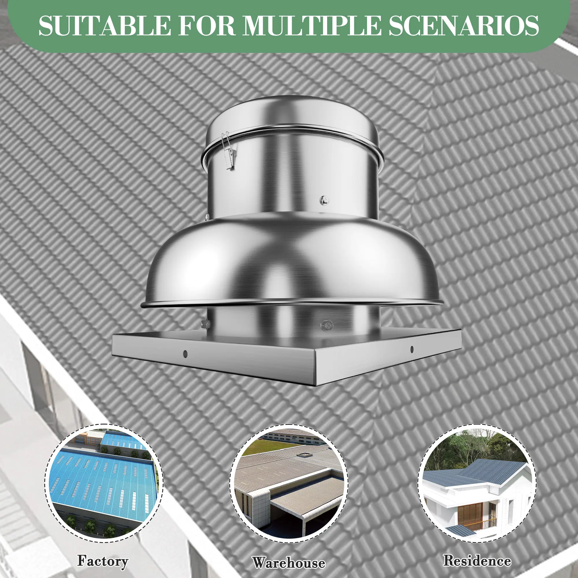 Large 2400CFM Industrial Upblast Roof Ventilation Fan, High-Speed Direct Drive with Upgraded Motor, 24.05in Fan Base - Silent, Weather-Resistant High-Speed Vent for Restaurants, Factories