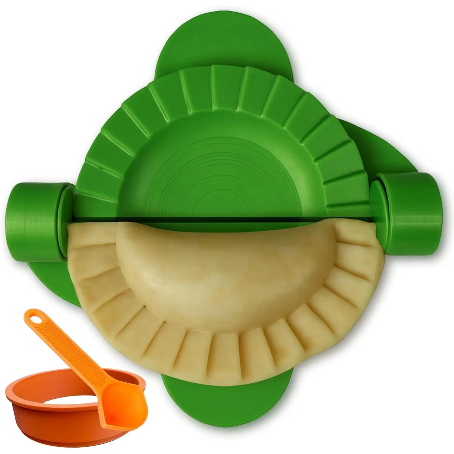 8-Inch Jumbo Empanada Press and Dumpling Maker, Ultra Heavy-Duty Kitchen Tool with Cutter & Spoon for Making Calzones and Pastry Turnovers, Made in USA