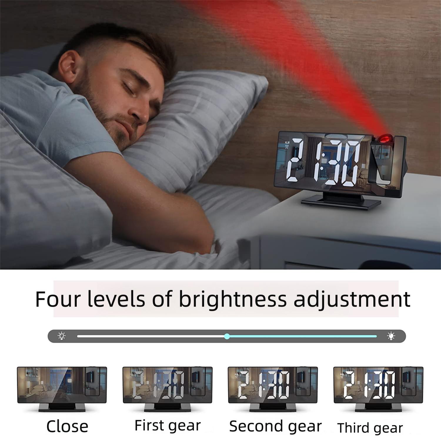 LED Projector Clock Desktop Electronic Clock Home Companion with Large Display and Adjustable Angle for Easy Viewing
