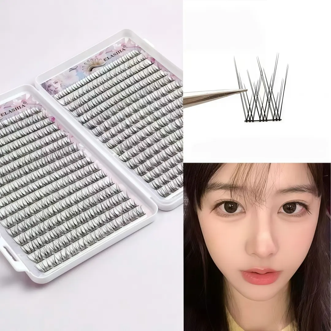 New Fish Tail Baby Straight False Eyelashes, Natural Look, Daily Use, Princess Style, Segmented Dense Clusters