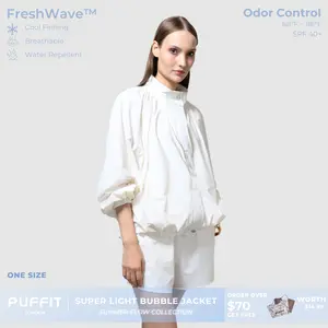 PUFFIT Summer Flow Bubble Summer Jacket,High Neck Windproof Outerwear, Oversized Balloon Sleeve,Stain Resistant,Water Repellent,Breathable,Outdoor,Casual,Out Wear,Dog Walking