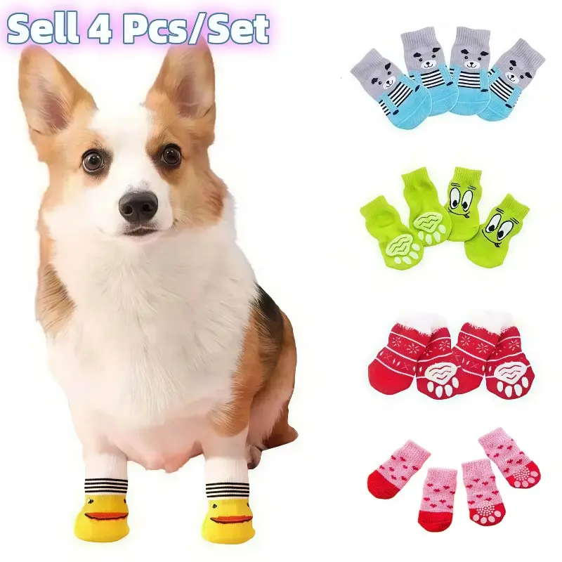 Anti-Slip Pet Socks Set for Small Dogs & Cats, Protects Paws, Perfect Christmas Gift, Durable Non-Skid Design, Nylon Material, Soft Comfy Socks, Duck Socks, Cute Socks