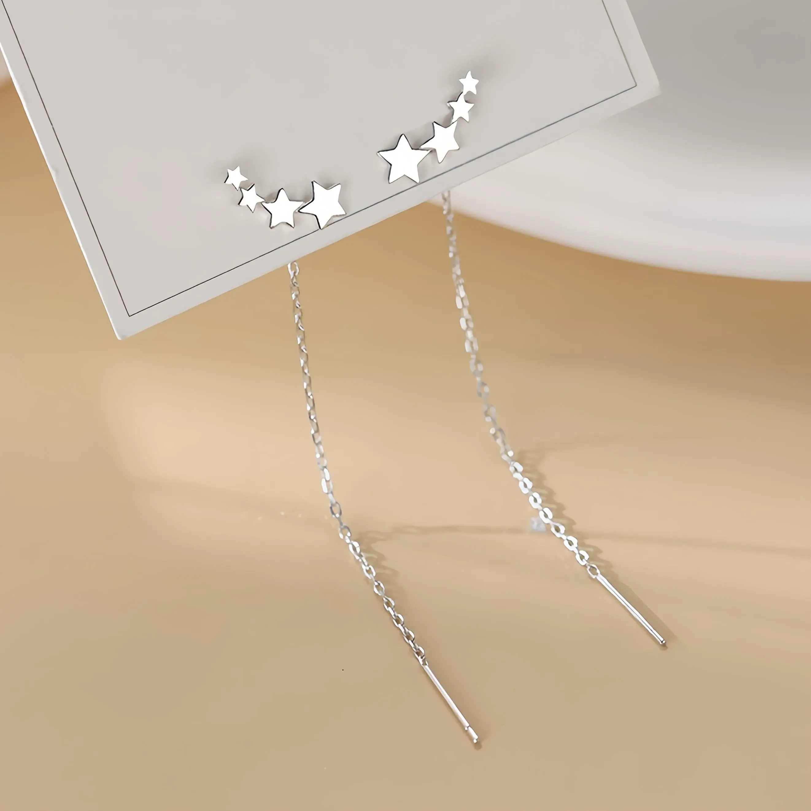 Anti-Allergic Stainless Steel Star Tassel Earrings, Comfortable to Wear, Exquisite And Versatile, Easy And Elegant, Fashionable Korean Style Draped Women'S Earrings
