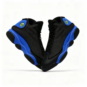2026 Retro Black & Blue High-Top Basketball Sneakers, Durable Suede Upper Shock Absorbing Outsole Casual Sports Shoes
