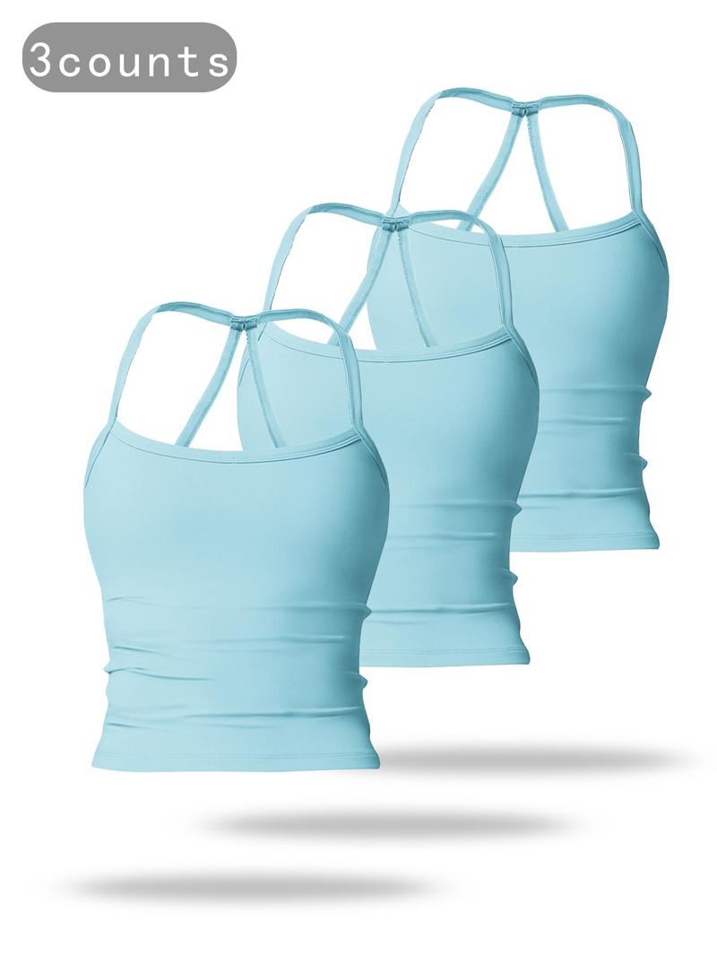 Women's Solid Backless Sports Cami Top, Quick Drying Breathable, Ladies' Sportswear Gym Clothes for Indoor Outdoor Wear, Workout Tops, Hollow Back Activewear