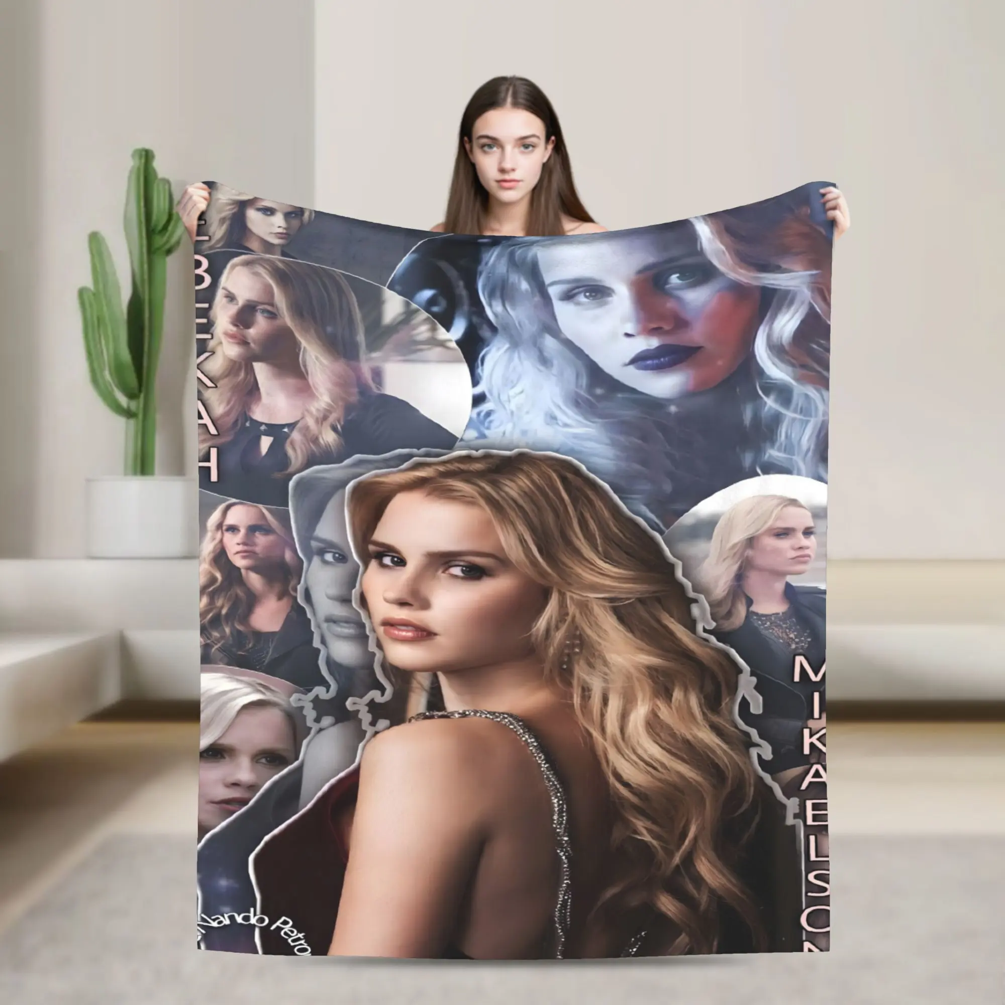 The Originals Rebekah Mikaelson Photo Print Flannel Throw Blanket, Anti-Pilling Dark Tones Fan Blanket for Indoor Use, Room Decor Bedding Linen, Home, House Decor