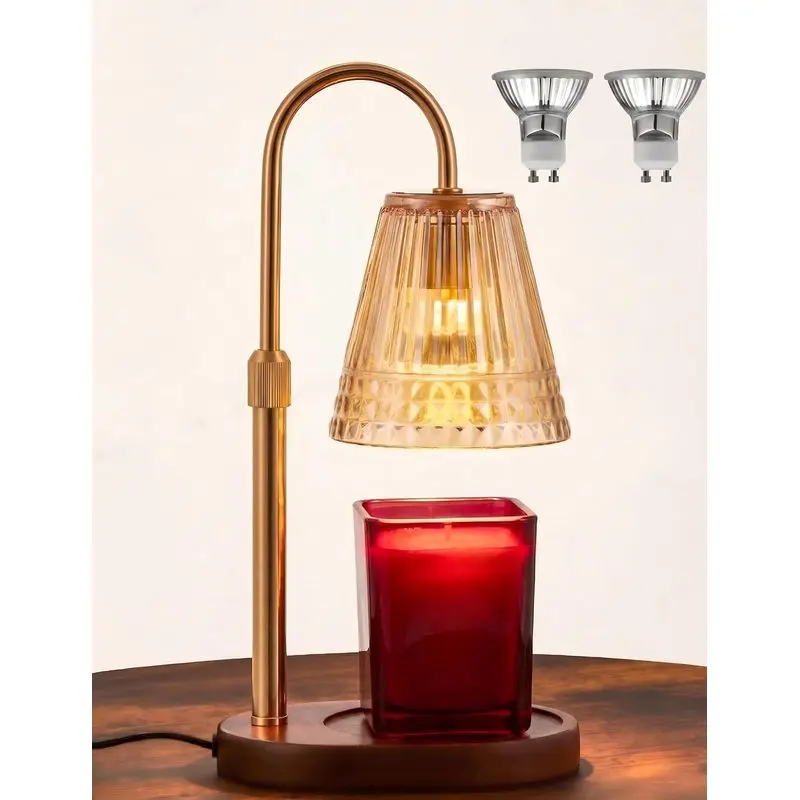 Timer‑Dimmable Candle Warmer Lamp, Height‑Adjustable Flameless Wax Warmer for Jar Candles, Comes with 2 Bulbs, Modern Room Decor, Housewarming & Birthday Gift for Women