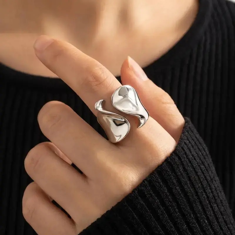 Creative Geometric Copper Ring for Women, Minimalist Fashion Jewelry, Fashionable Jewelry, Vintage Rings, Vintage Spoon Ring, Antique Spoon Ring, Unique Party Gift for Her