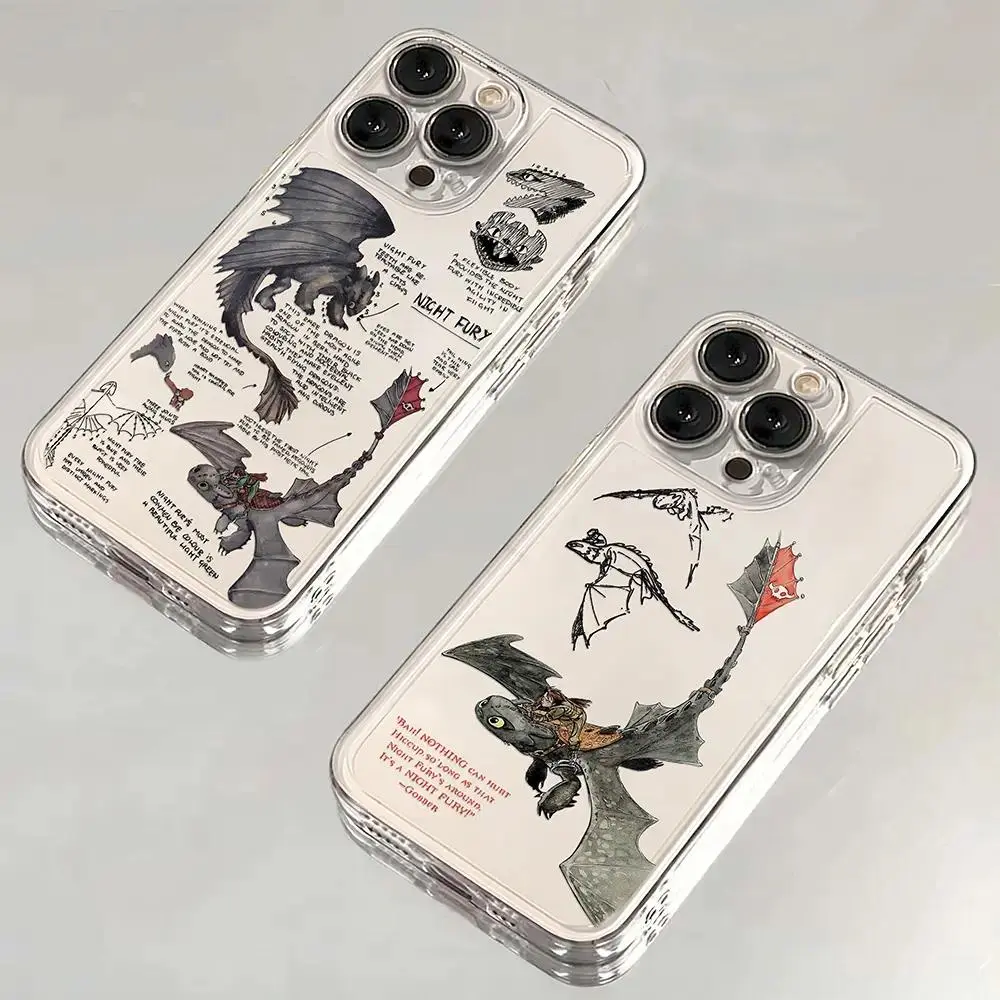 Toothless Dragon Couple iPhone Case Matching Set for iPhone 17,16,15,14,13,12,11,Pro,Max,Plus Phone Cover Soft TPU Shockproof Cover |   How to Train Your Dragon Inspired Design Smartphone Cellphone