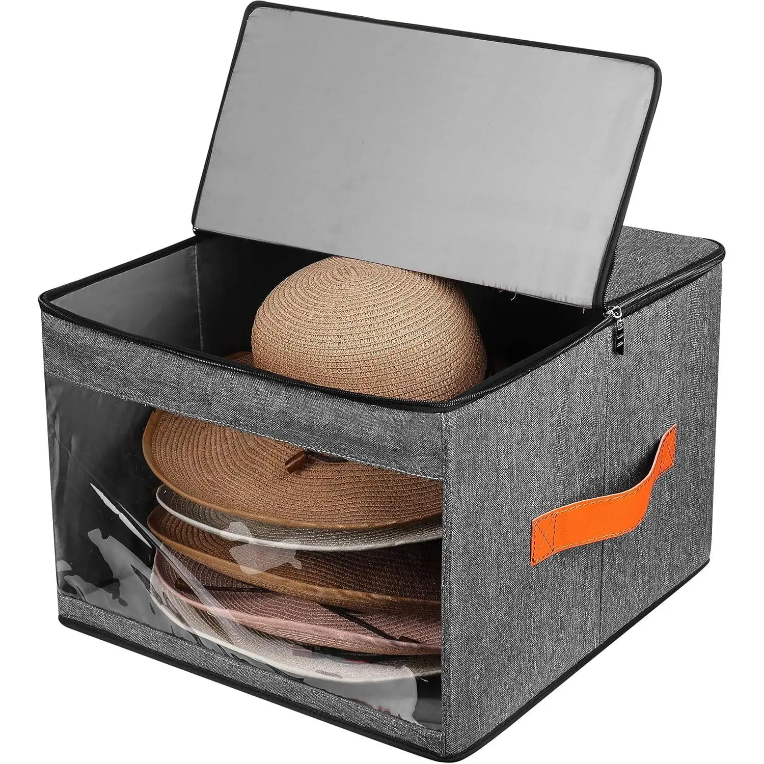 Upgraded Hat Storage Box for Women & Men,Closet Hat Boxes Organizer Bag with  ,Cowboy Hat Box,Hat Carrier Case For Travel