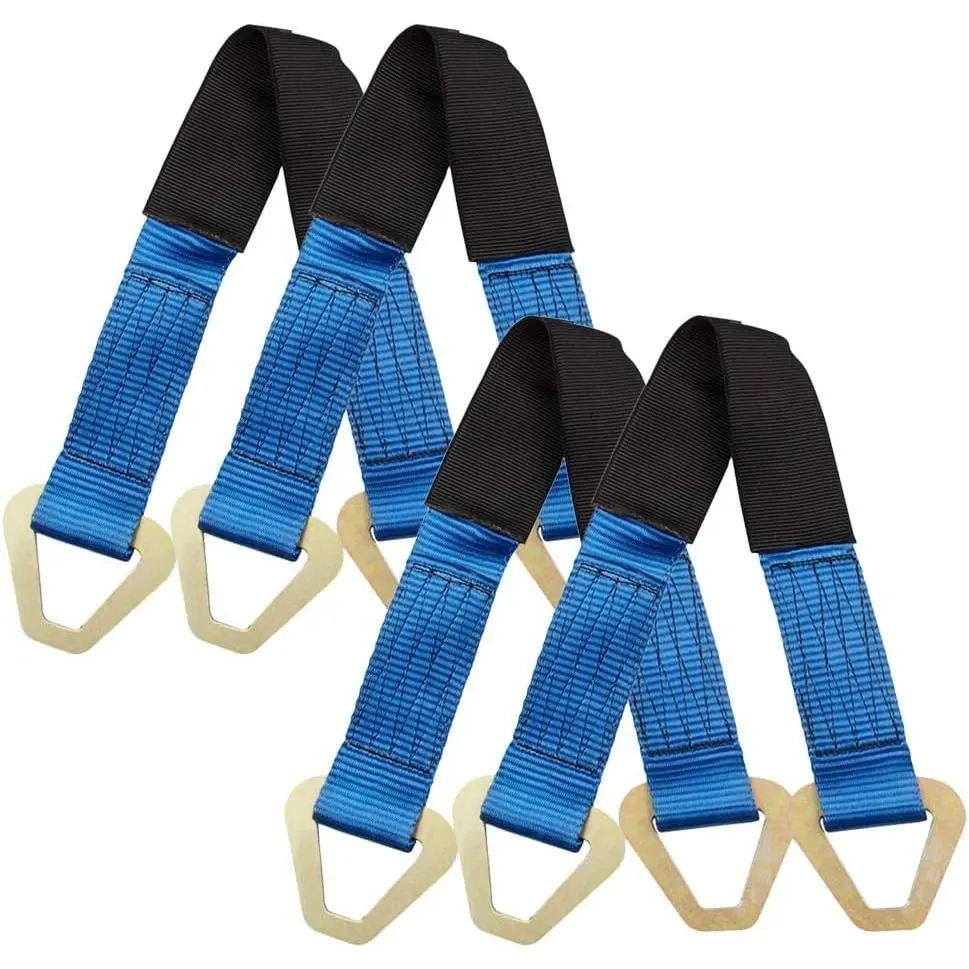 10000 Lbs Break Strength 3335 Lbs Working Load Blue Axle Straps for Race Car Hauler Tow Truck 4x4 Off-Road, 4 Pack (2 Inch by 24 Inch)
