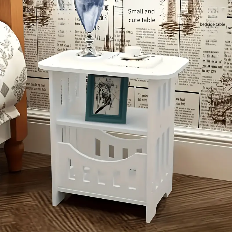 Compact Modern Minimalist Bedside Table with Open Shelf, Space-Saving Small Nightstand Storage Rack, Easy Assembly No Power Required, Suitable for Dormitory Office Living Room Home Decor
