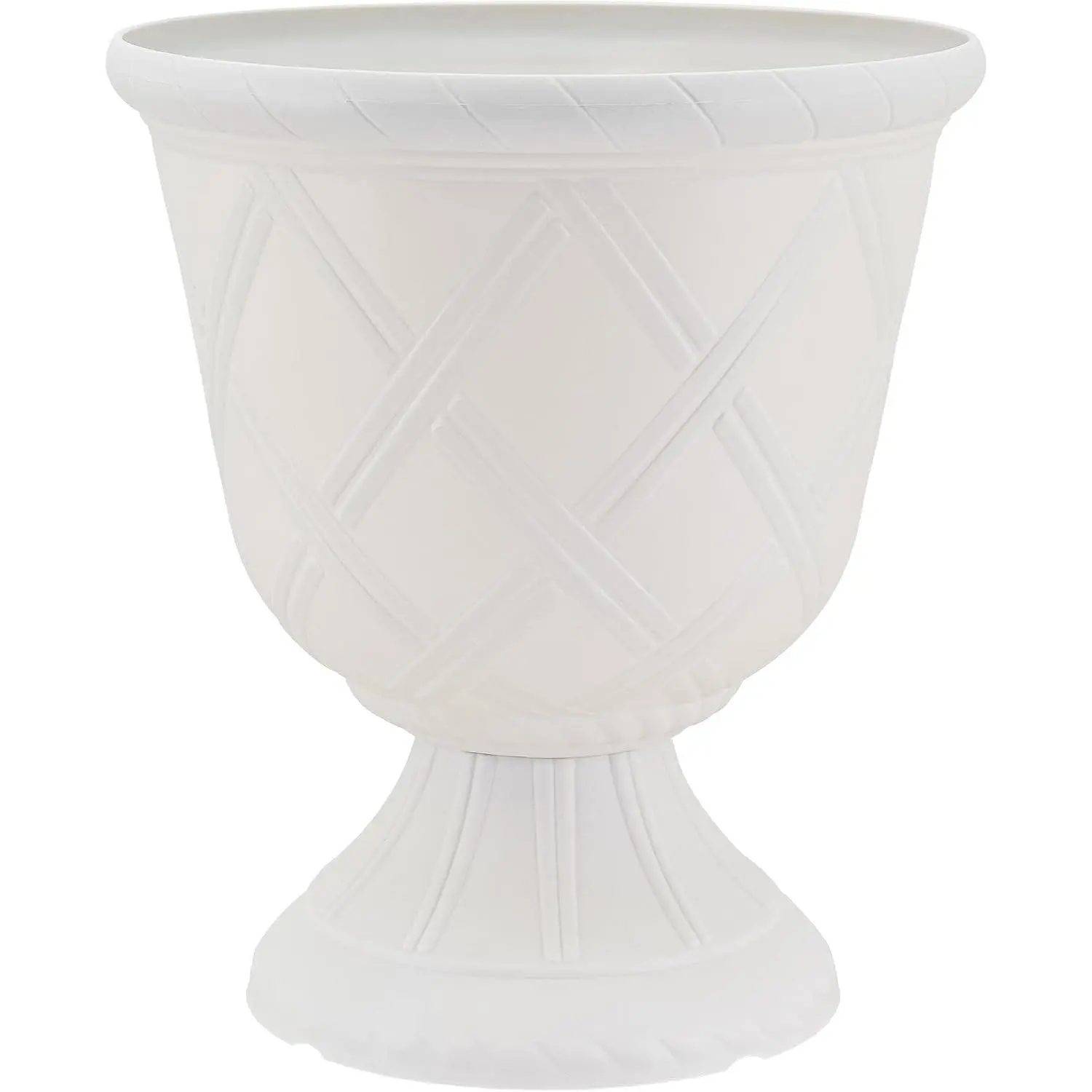 Classic Decorative Garden Pot Planter for Indoor Plants, White, 10 x 11" Lattice Plastic Garden Urn
