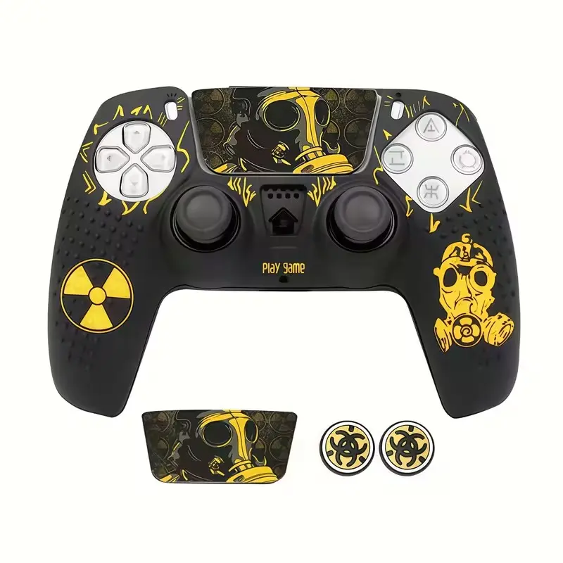 Black Skull Controller Silicone Cover Case PS5 Controller Skin Anti Slip Protective Case Sleeve Compatible for Sony PlayStation 5 Controller，father's day gift