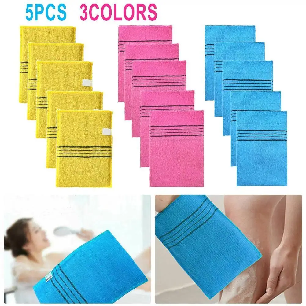 5Pcs Korean Coarse-Grain Exfoliating Shower Scrub Gloves - Adult Selfcare Body Scrubber, Portable Bathroom Accessory, Fashion Accessory for Skin Exfoliation, Accessories Lumina Accent Co.