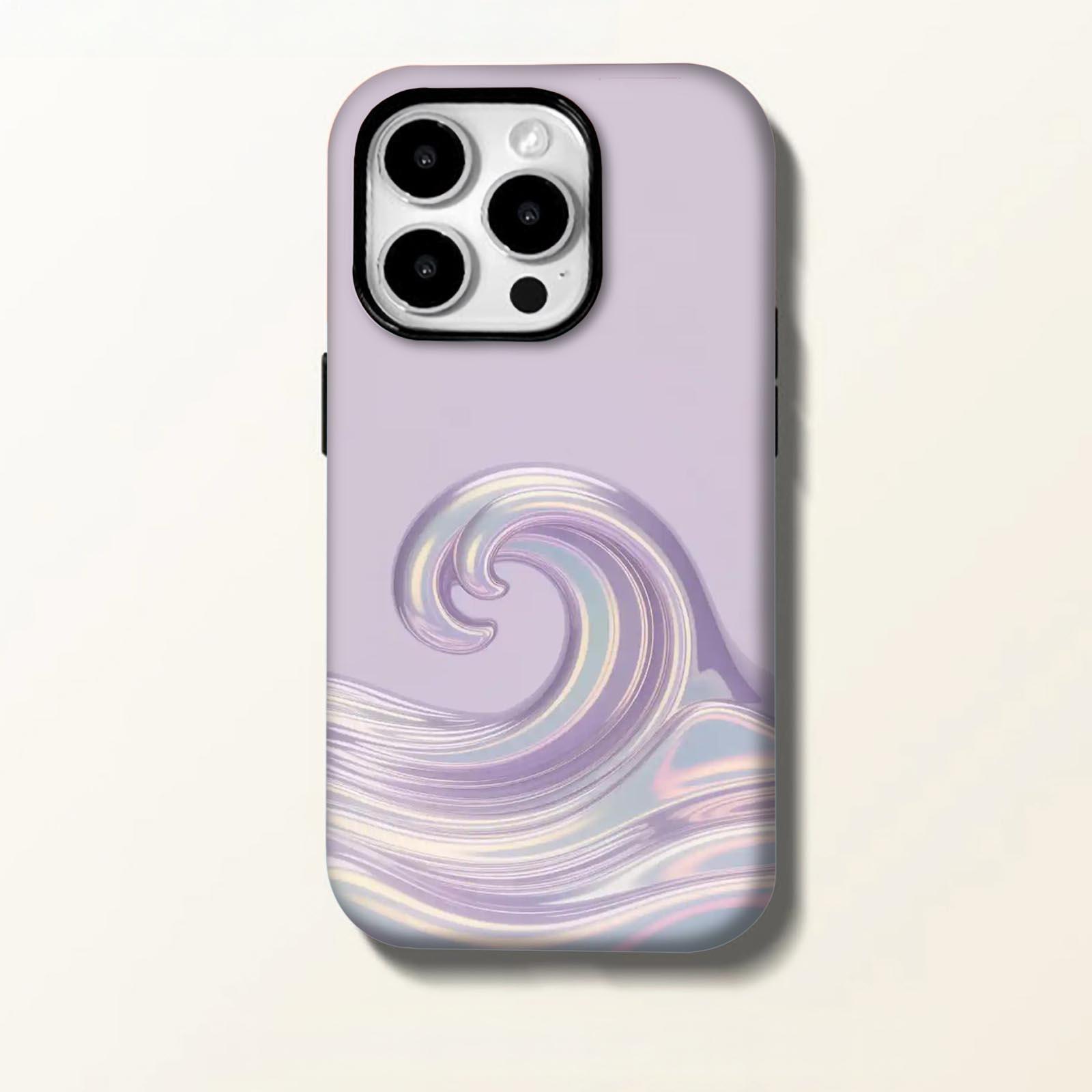 Purple, wave, iridescent Soft And Hard Two-In-One Film Printed Full Pattern Case For IPhone 16 15 14 13 1211 Pro Max Plus Phone Case