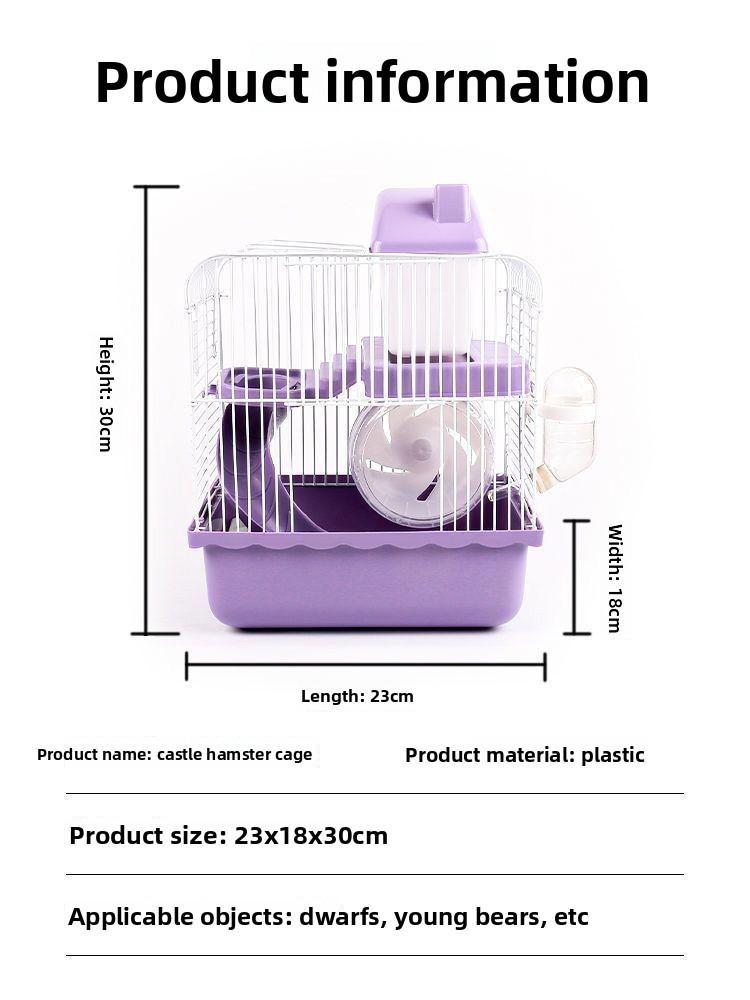 Hamster Villa  Cage Double Levels  Extra Large Villa Portable Outdoor Cage Beginner Package with Water Bottle, Food Bowl, Running Wheel Supplies Cross-border