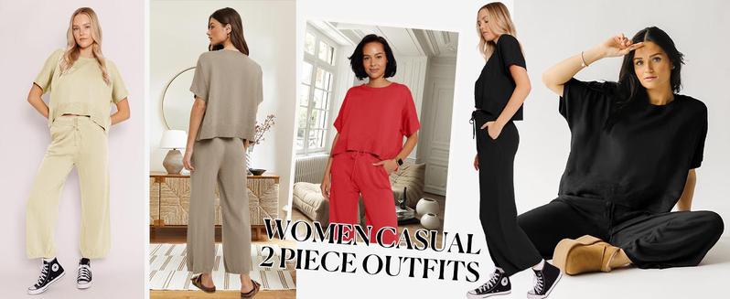 Goranbon Womens 2 Piece Outfits Sweater Sets Knit Split Crop Tops High Waisted Pants Lounge Set Goranbon Womens 2 Piece Outfits Sweater Sets Knit Split Crop Tops High Waisted Pants Lounge Set