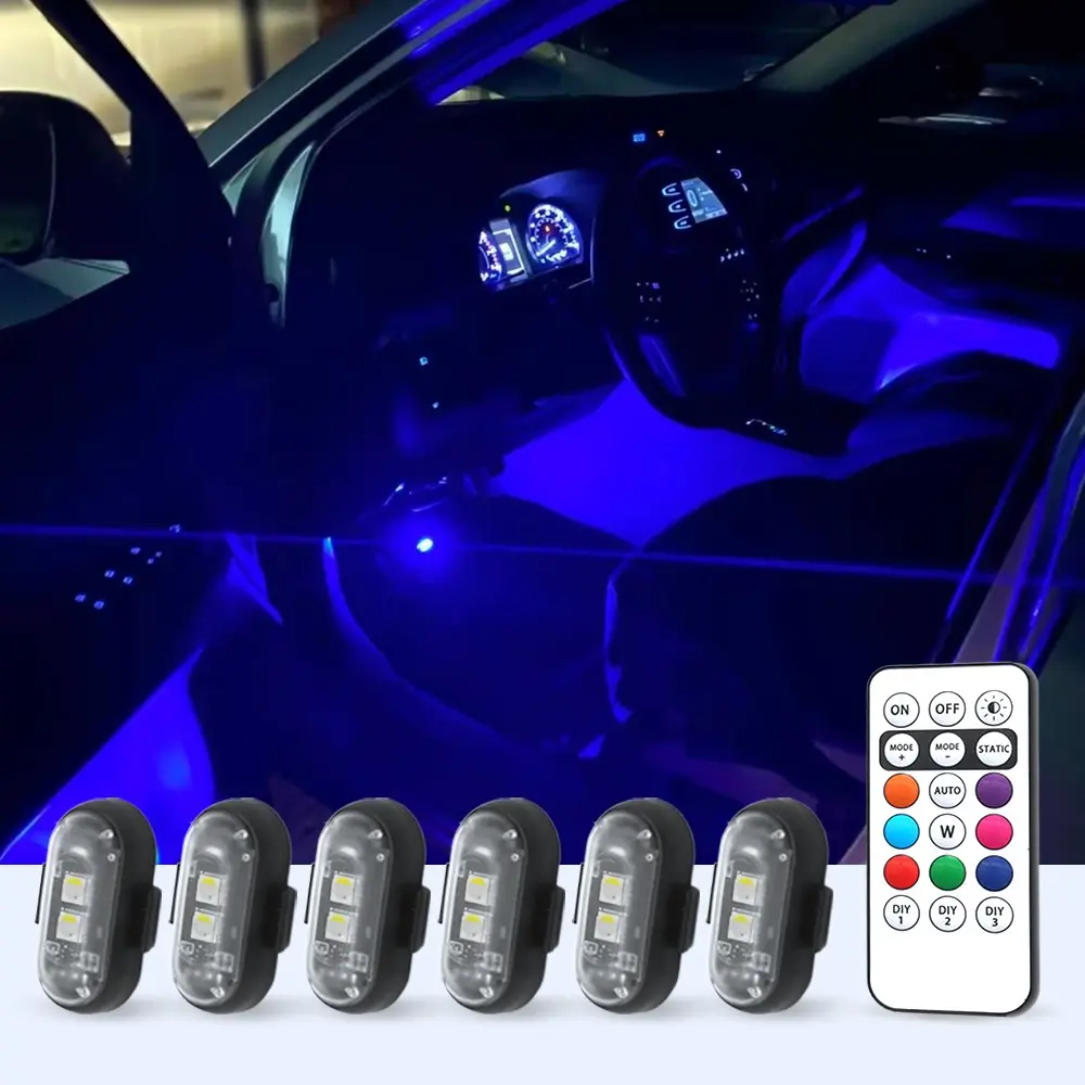 6/10Pcs Wireless LED Strobe Lights, 8 Colors 10 Flash Modes USB Charging, High Brightness Waterproof Anti-Collision Led Flashing Emergency Warning Light for Car Drone