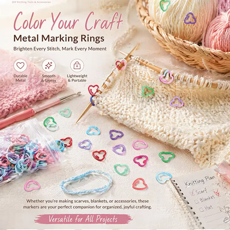 10pcs Metal Crochet Stitch Markers with Open Design Knitting Needle Accessories Durable Craft Supplies for Yarn Weaving Fabric Craft Marking Labels Handmade Crafts