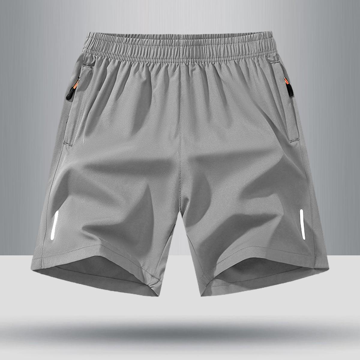 5-Pack, Men's Solid Color Zipper Pocket Shorts - Summer Casual Comfortable Breathable Three-Quarter Pants, Men's Everyday Bottoms, Tropical Beige, 5-Pack Men's Casual Breathable Shorts  Breathable Solid Color Zipper Shorts Menswear Plain SpringStatements