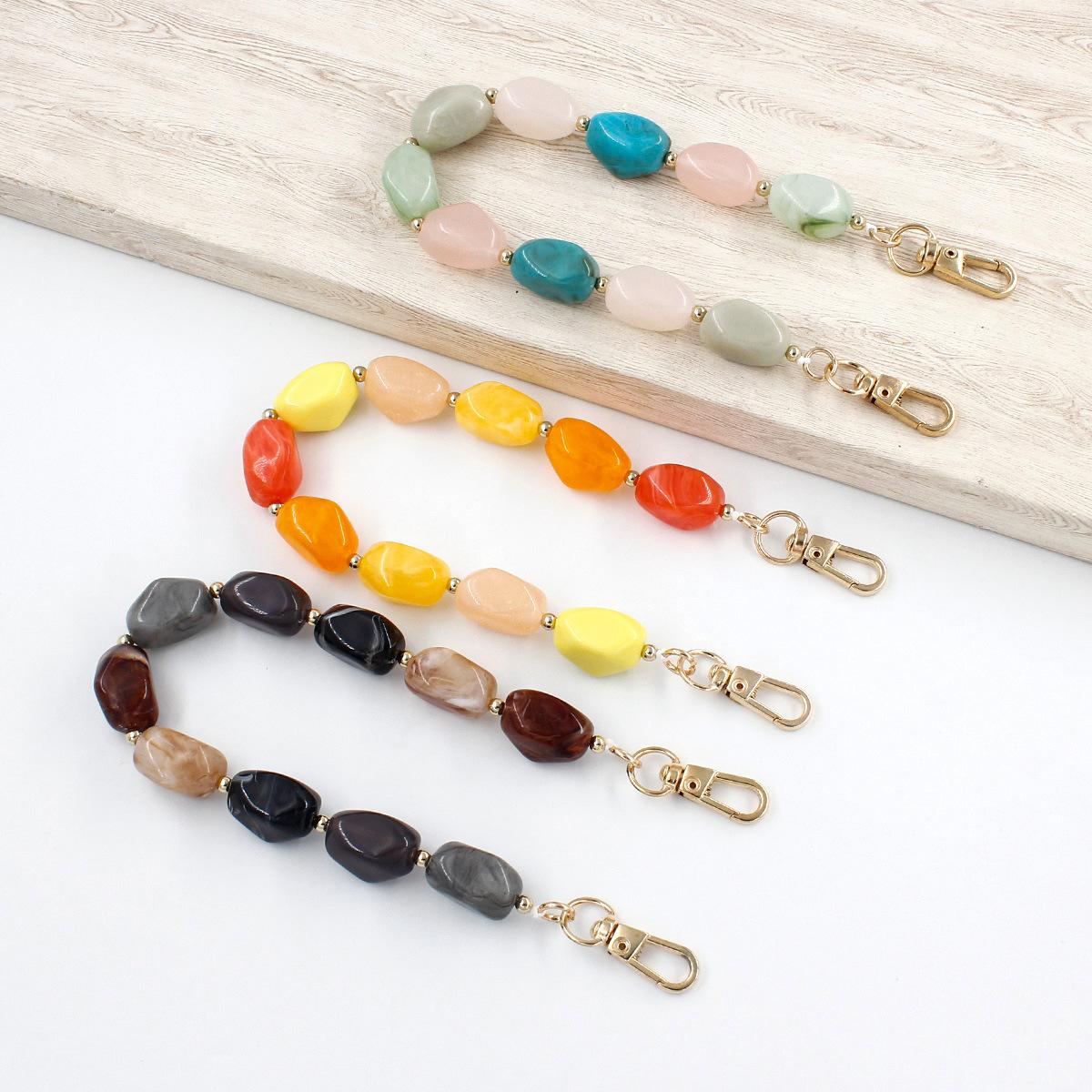 Decorative Bag Chain,Keychains  Beaded Short Bag Chain Handle Acrylic Purse Strap Extender Bag Straps with Lobster Clasp for Underarm Bag Clutch Handbag Tote