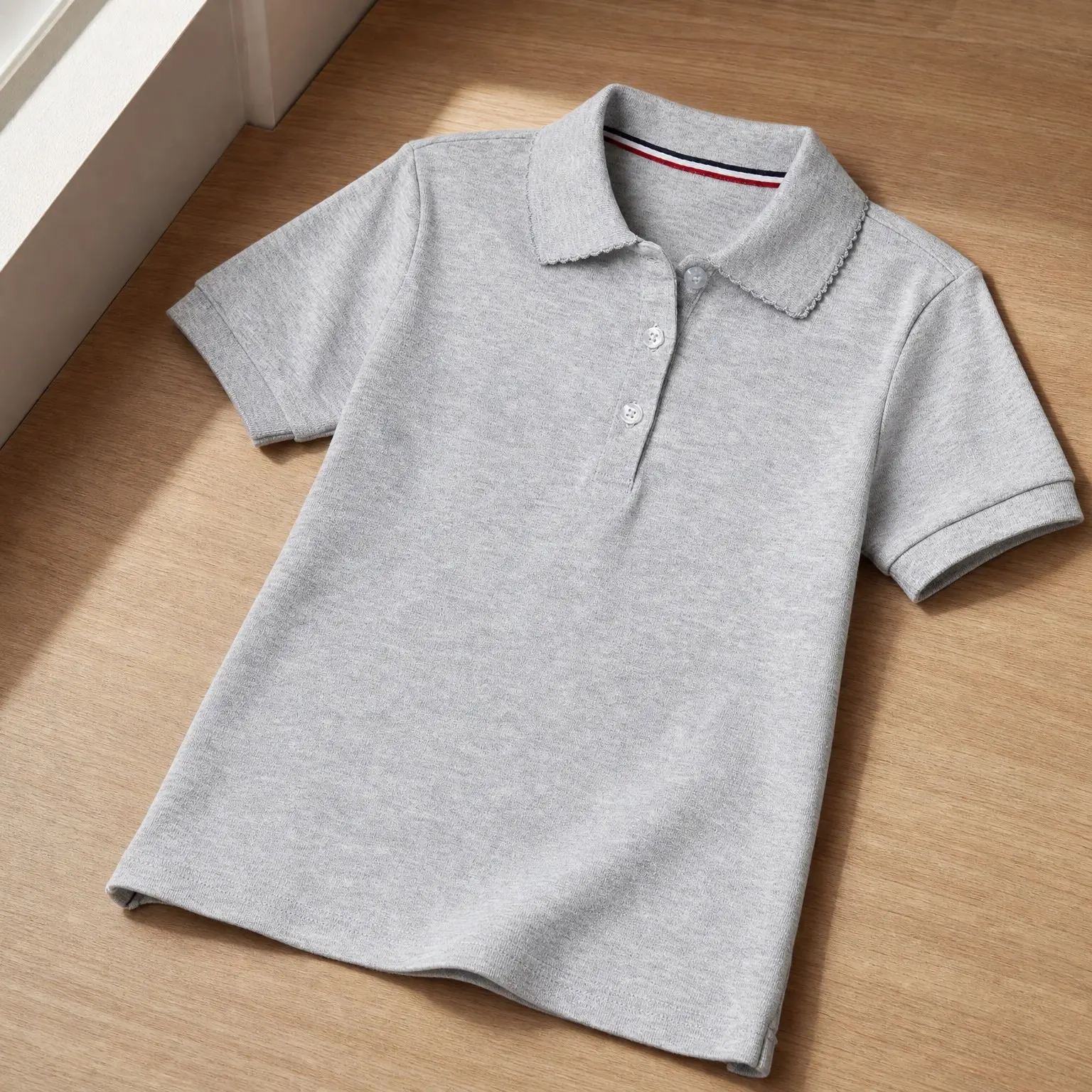 Girls' Short Sleeve Picot Collar Polo School Uniform Shirt (Standard and Plus)