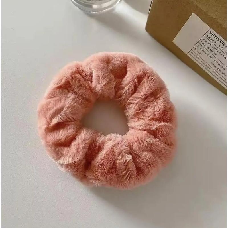 Furry Hair Scrunchies Fluffy Bobbles Elastic Ponytail Holder Soft for Women Girls 10 Random Colors Free Gift Versatile Hair Accessories.