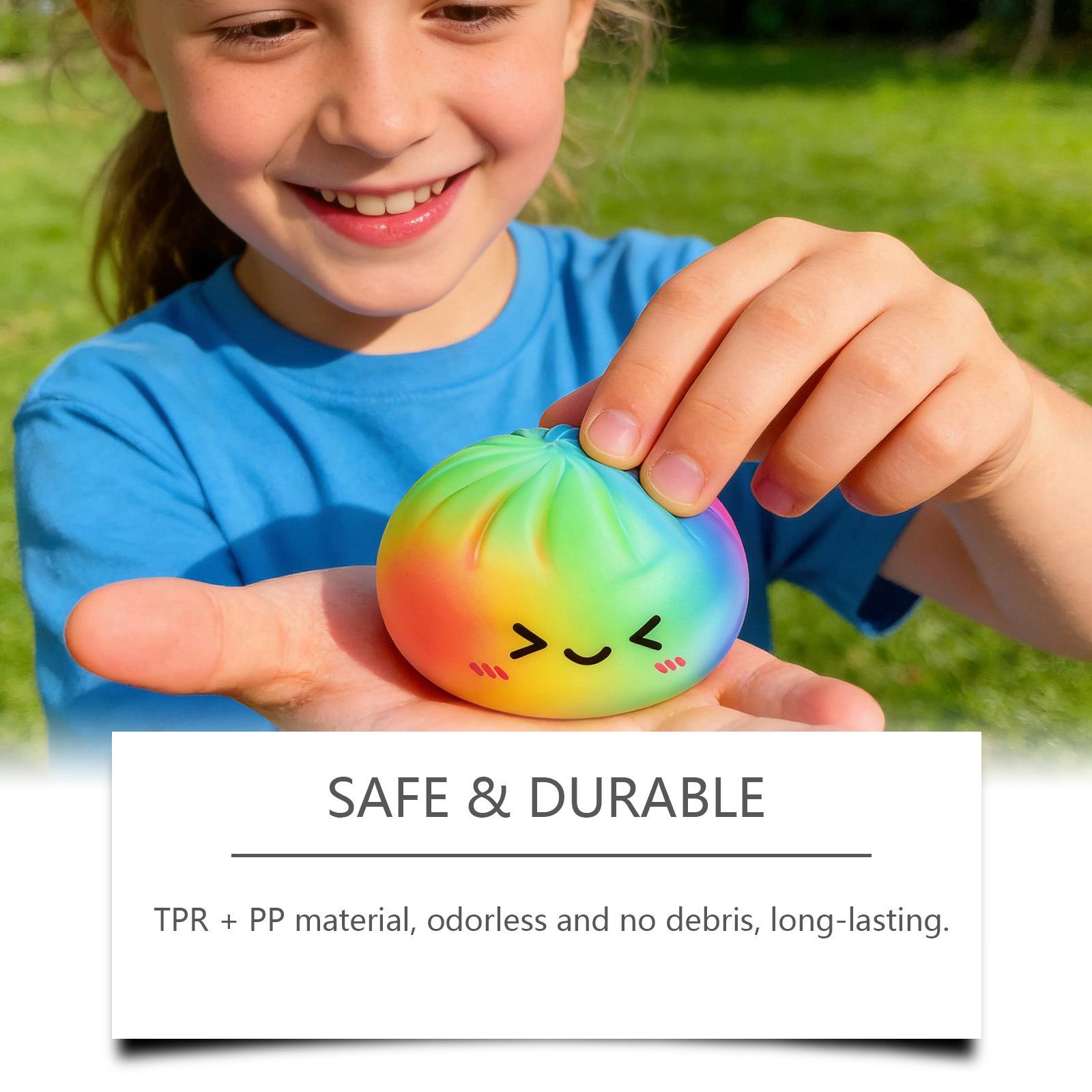 Rainbow-colored steamed buns are creatively cute and cute, and the shape is realistic, decompression and rebound are convenient, and simulated steamed buns are toys.