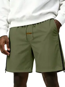 Men's side-zip quick-dry sports shorts, featuring a comfortable, breathable and loose fit, with drawstring waistband and zipper pockets. Perfect for running and daily casual wear. An ideal gift for him.