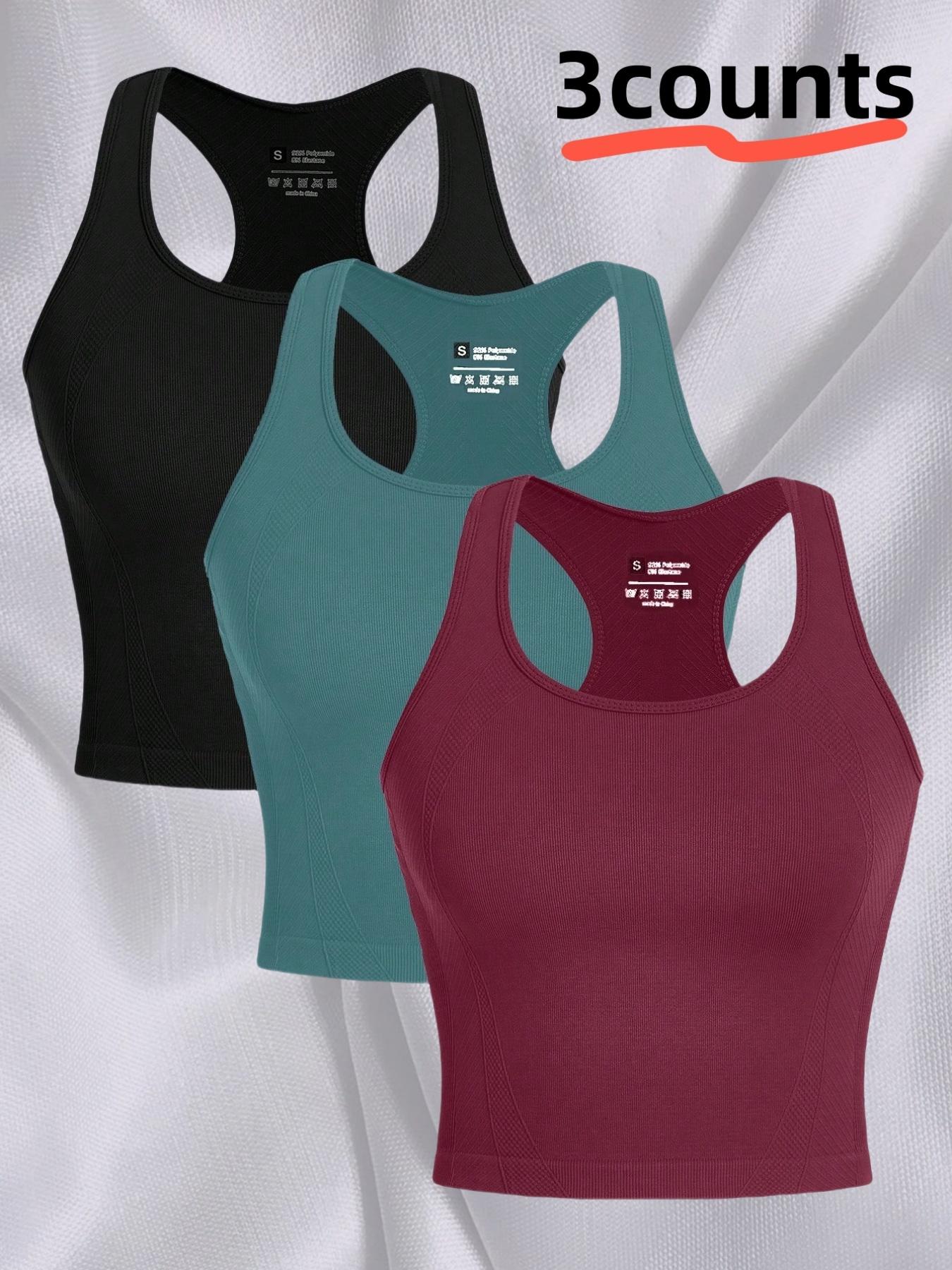 3-piece Women's Outdoor Sports Tank Tops, Sleeveless Sports Wear for Running, Yoga and Fitness