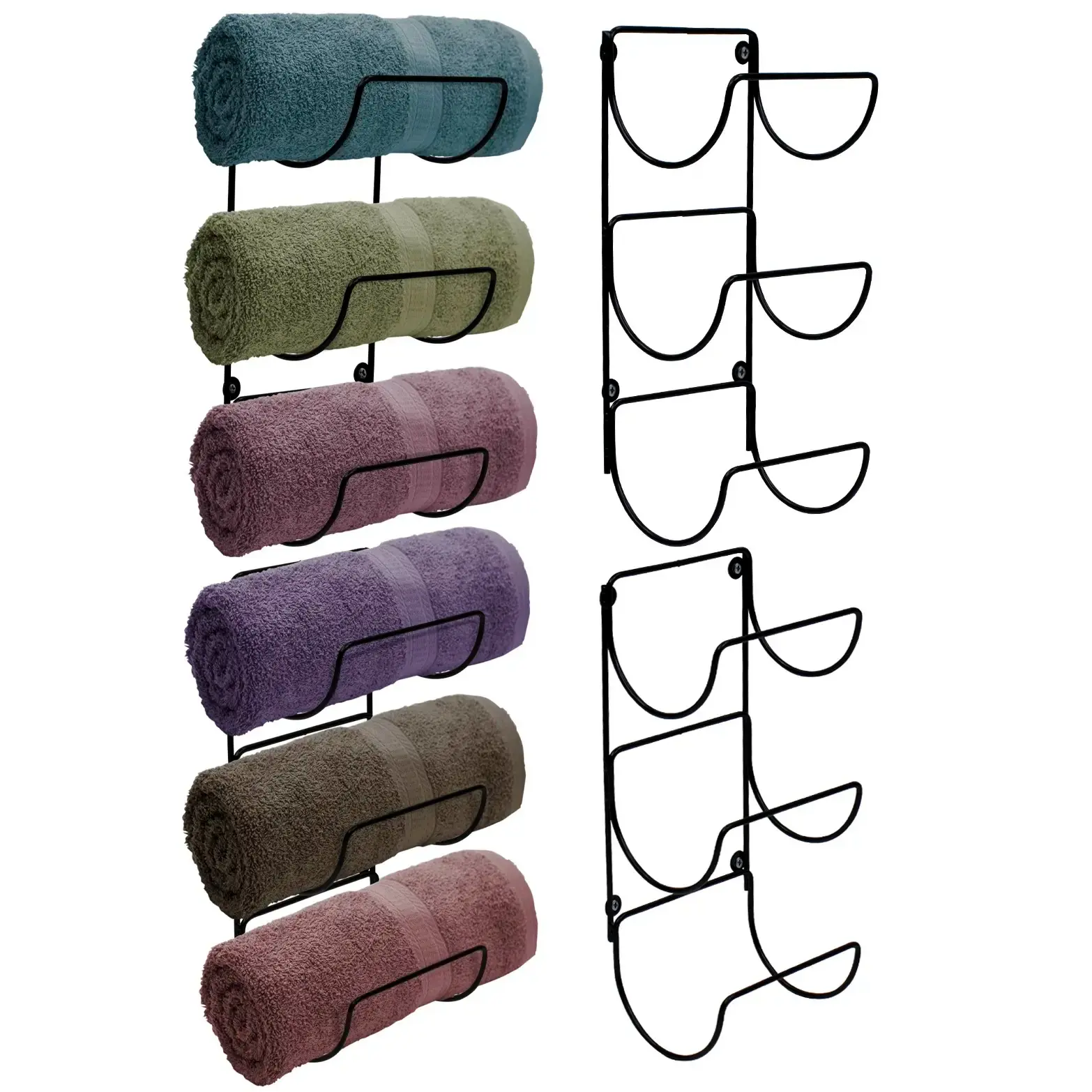 Towel Holder for Bathroom Wall - 12 Level Wall Mounted Towel Rack Shelves