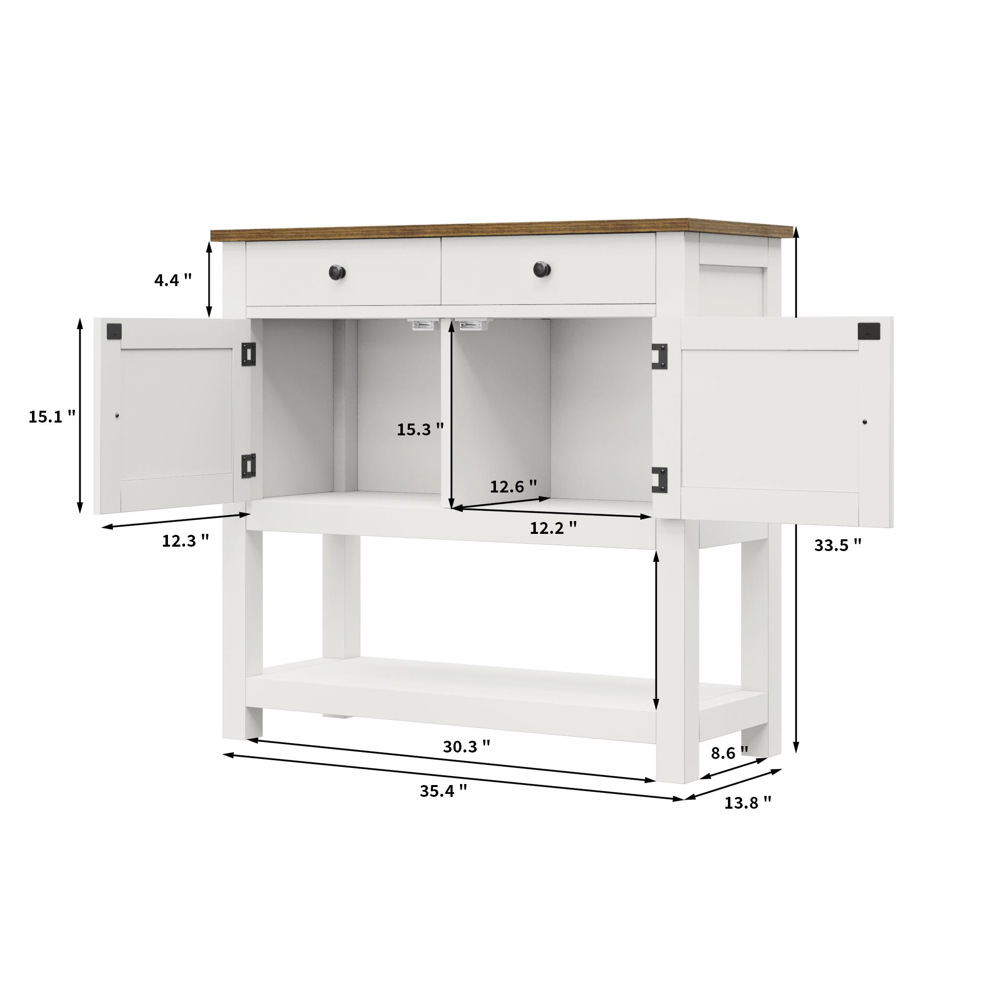 HOSTACK Farmhouse Console Table with 2-Door Cabinet & 2 Drawers, Coffee Bar, Entryway Table with Storage Shelf, Sofa Tables Buffet Sideboard,Black Friday,Christmas gifts HOSTACK Farmhouse Console Table with 2-Door Cabinet & 2 Drawers, Coffee Bar, Entryway Table with Storage Shelf, Sofa Tables Buffet Sideboard,Black Friday,Christmas gifts