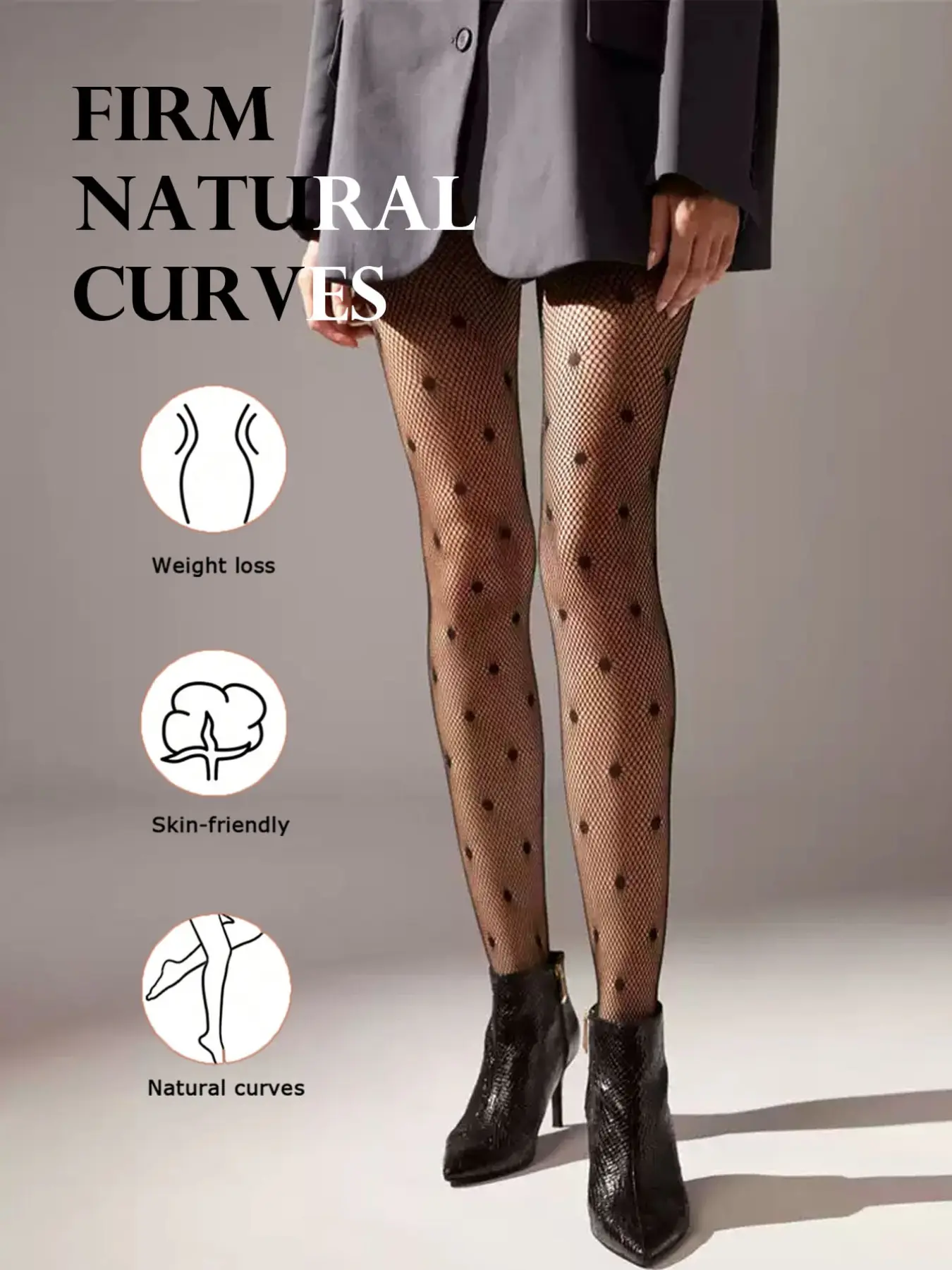 Vintage Small Polka Dot Fishnet Stockings, Women's Elastic Transparent Mesh Pantyhose, Perfect for Bars, Evening Events, Retro Pure Desire Style