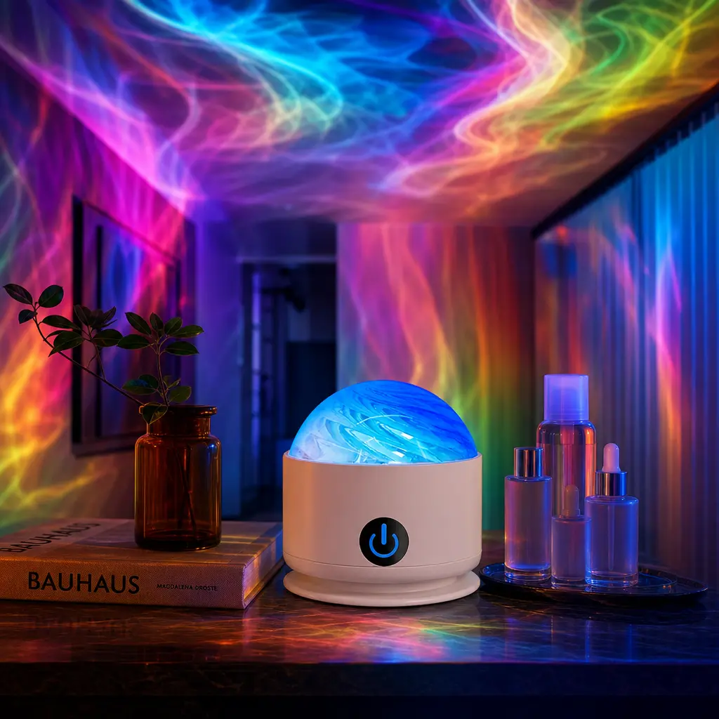 Northern Lights Aurora Projector with Remote Control - 18-Color Galaxy Aura Night Light, Bedroom Ceiling Mood Ambient Lighting, USB Input LED Lamp for Teens' Room Decor, Kids' Gift