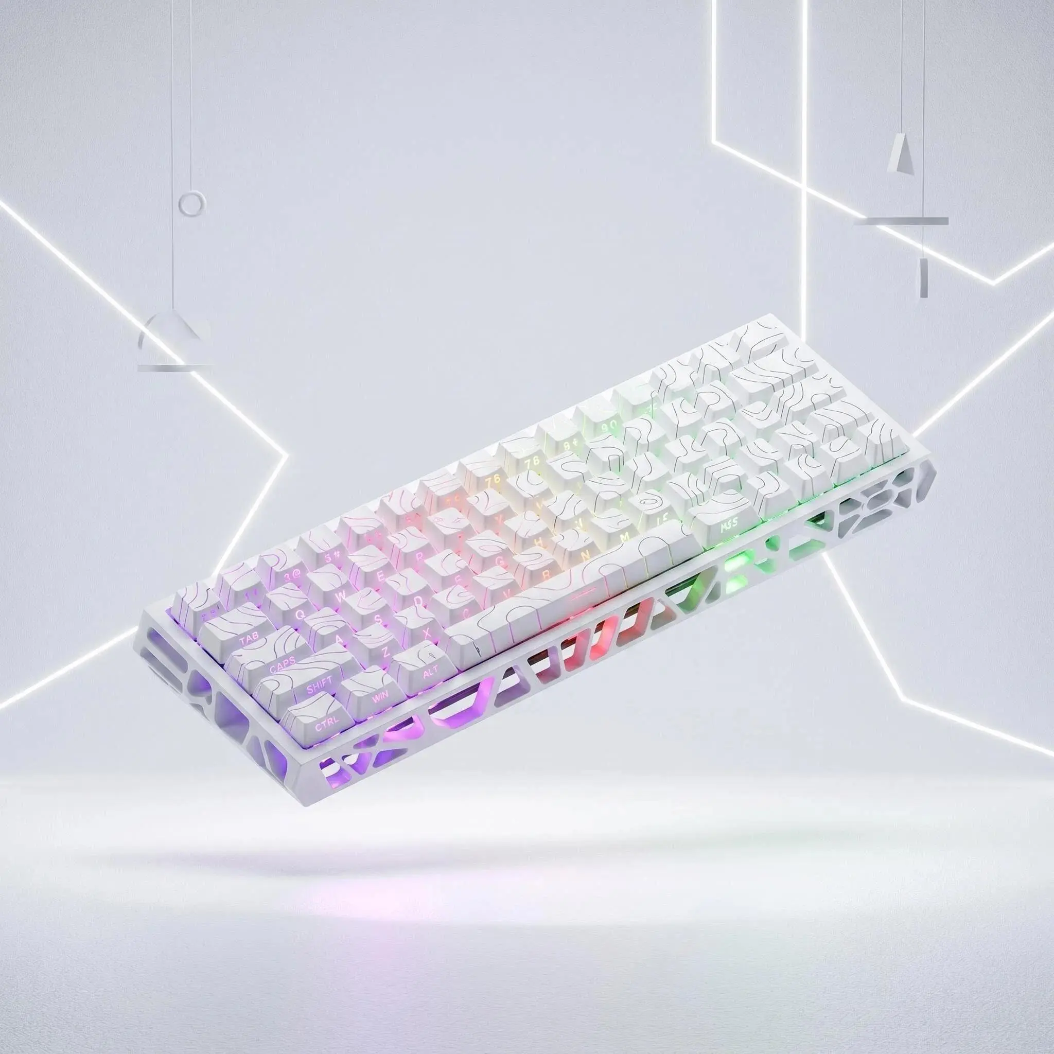 60% Compact Gasket Mounted Illuminated Mechanical Keyboard - Romantic Moon White Translucent Shell, Hot-Swappable All-White RGB, Durable Linear Red Switches, Soft Ethereal Glow, N-Key Rollover, Keycap Puller Included for Angelcore PC Setup, Students, Gask
