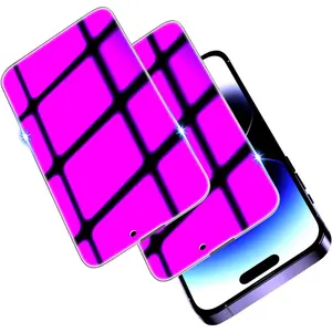 (2 Pack) Privacy Screen Protector for iPhone 14 Pro Max 6.7 Inch Anti Spy Private Tempered Glass, Briliant Gradient Purple, Anti Blue Light HD Full Coverage