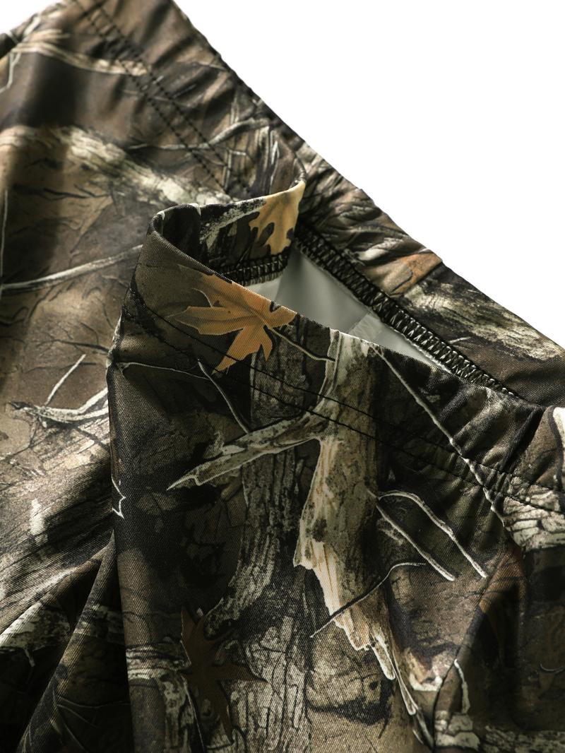 Women's Casual Slim Fit Shorts, Elastic Waist All-Over Camo Pattern, Fashionable Versatile Ladies' Bottoms, Comfortable Daily Wear