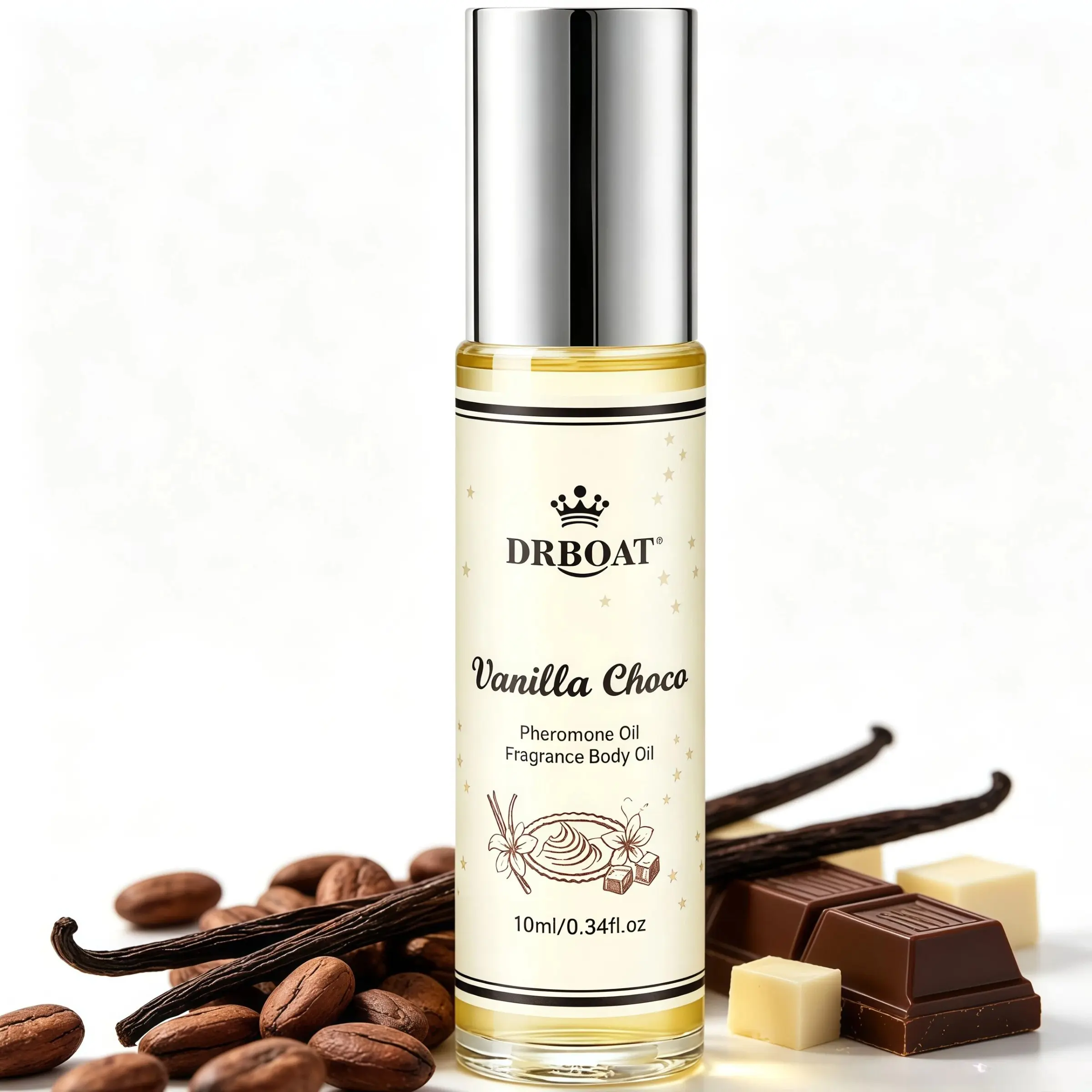 Vanilla Choco Pheromone Oil - 10ML Roll-On Perfume, Vanilla Chocolate Eau De Toilette, Unctuous Fragrance Body Oil, Daily Use, Travel Friendly