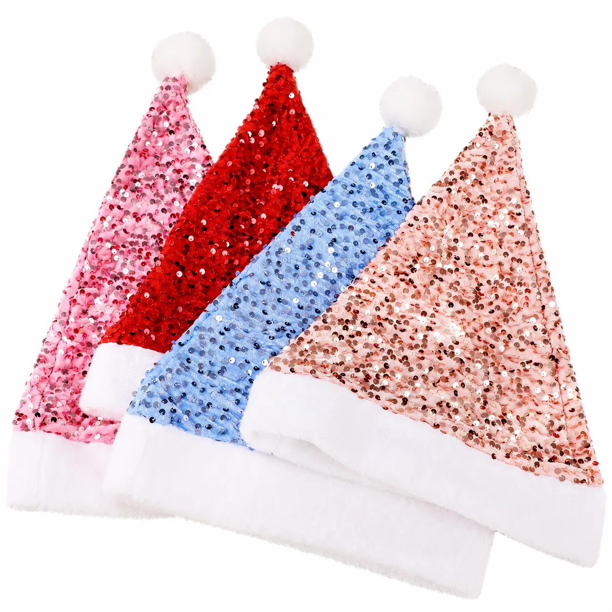 Christmas Party Hat for Adult Kids Wear - Soft Flannel Headwear with Shimmer Sequins, Festive Accessories for Family Events, Office Celebrations, Photo Props