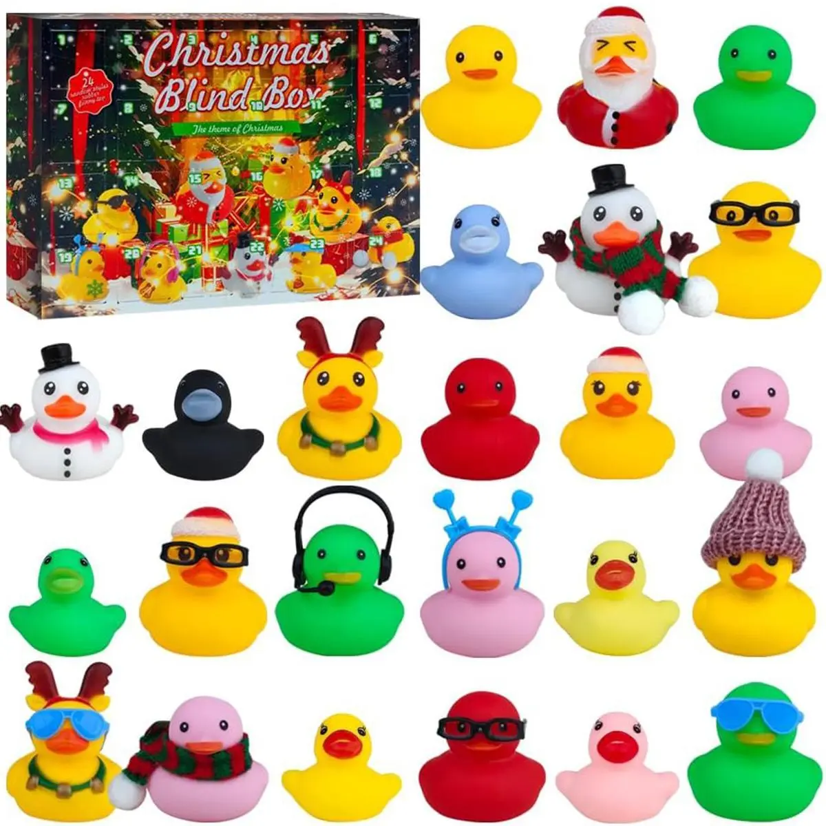 Christmas Rubber Ducks Advent Calendar 2026 – 24 Days of Festive Duck Surprises, Mini Christmas Tree Snowman Reindeer Duck Set, Countdown Calendar Toy for Kids, Pool Bathtub Party Favor Gift