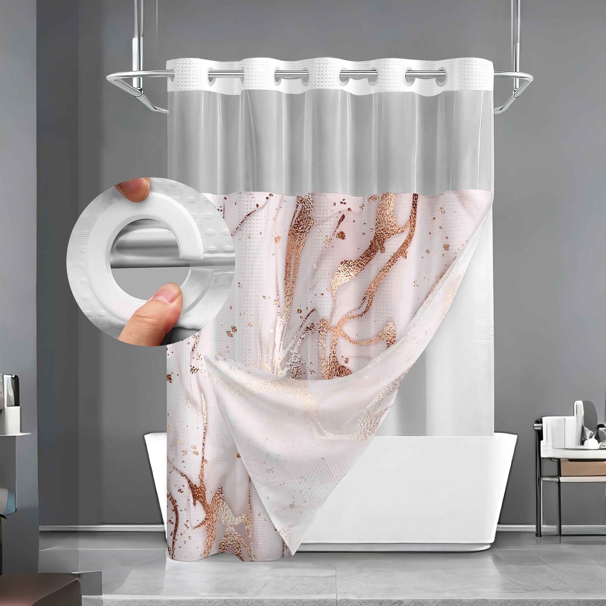 Marble Pattern Shower Curtain, Waterproof Bathroom Curtain with 12 Hooks, Bathroom Decor Supplies for Home, Hotel, Salon, Dormitory, Bathroom Accessory