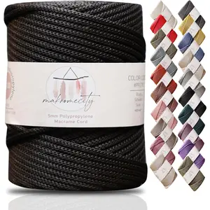 Premium 5mm Polyester Polypropylene Macrame Cord 104 Yards for Crochet, Crafts, Wall Hangings, Bags, Underplate, Rug (Black)