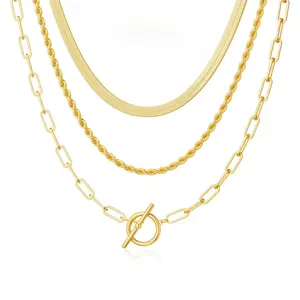 Layered Toggle Necklaces for Women: Dainty Link Chain Necklaces Paperclip Cuban Rope Adjustable Choker T-Bar Toggle Clasp Chunky Necklace For Valentine's Day gifts Trendy Jewelry summerwins