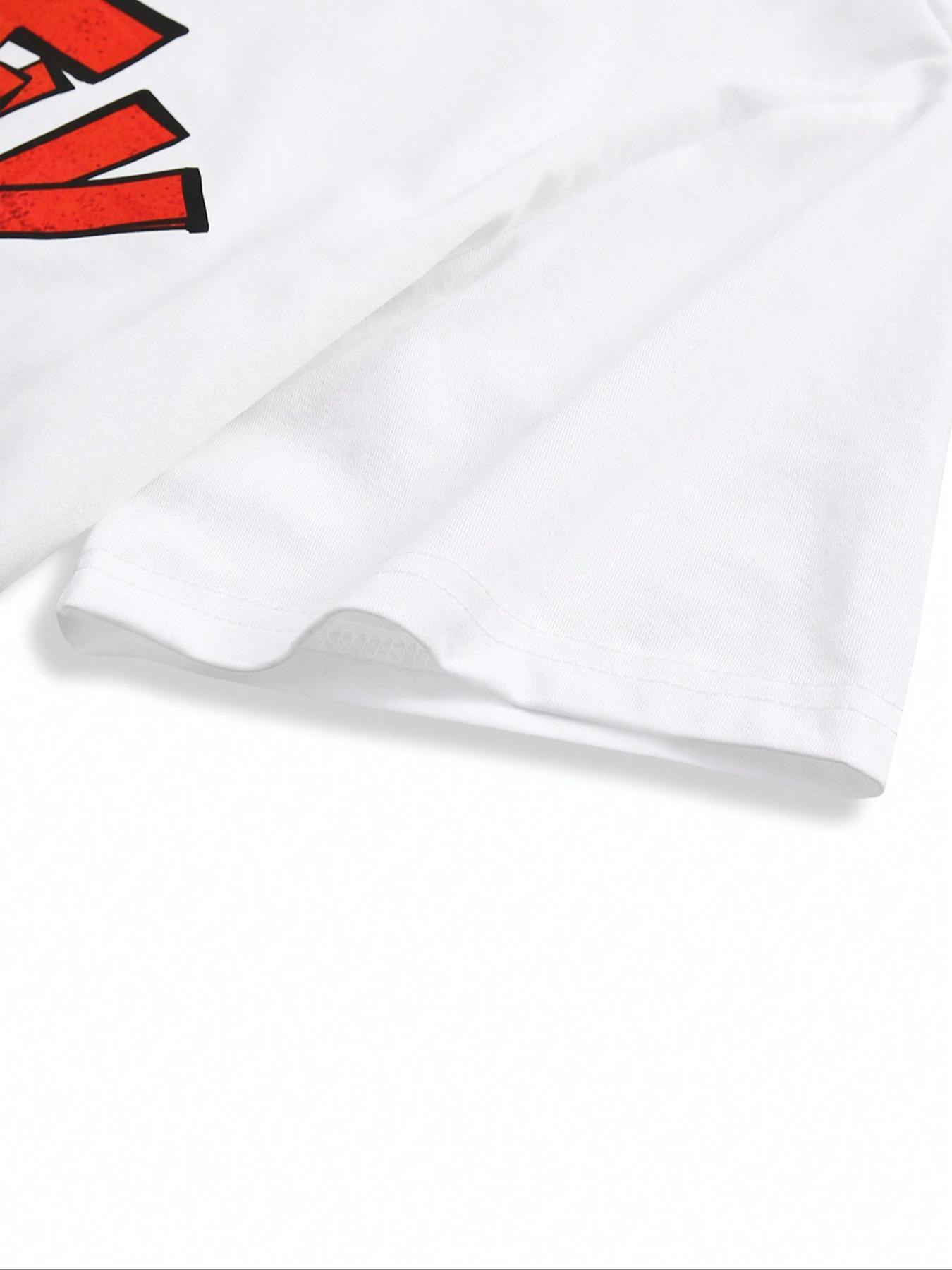 Men's Letter Print Short Sleeve Graphic Tee & Side Stripe Drawstring Waist Pants Two-piece Set, Regular Fit Round Neck T-shirt & Pocket Trousers, Casual Fashion Cozy Breathable Men Outfits for Spring & Fall