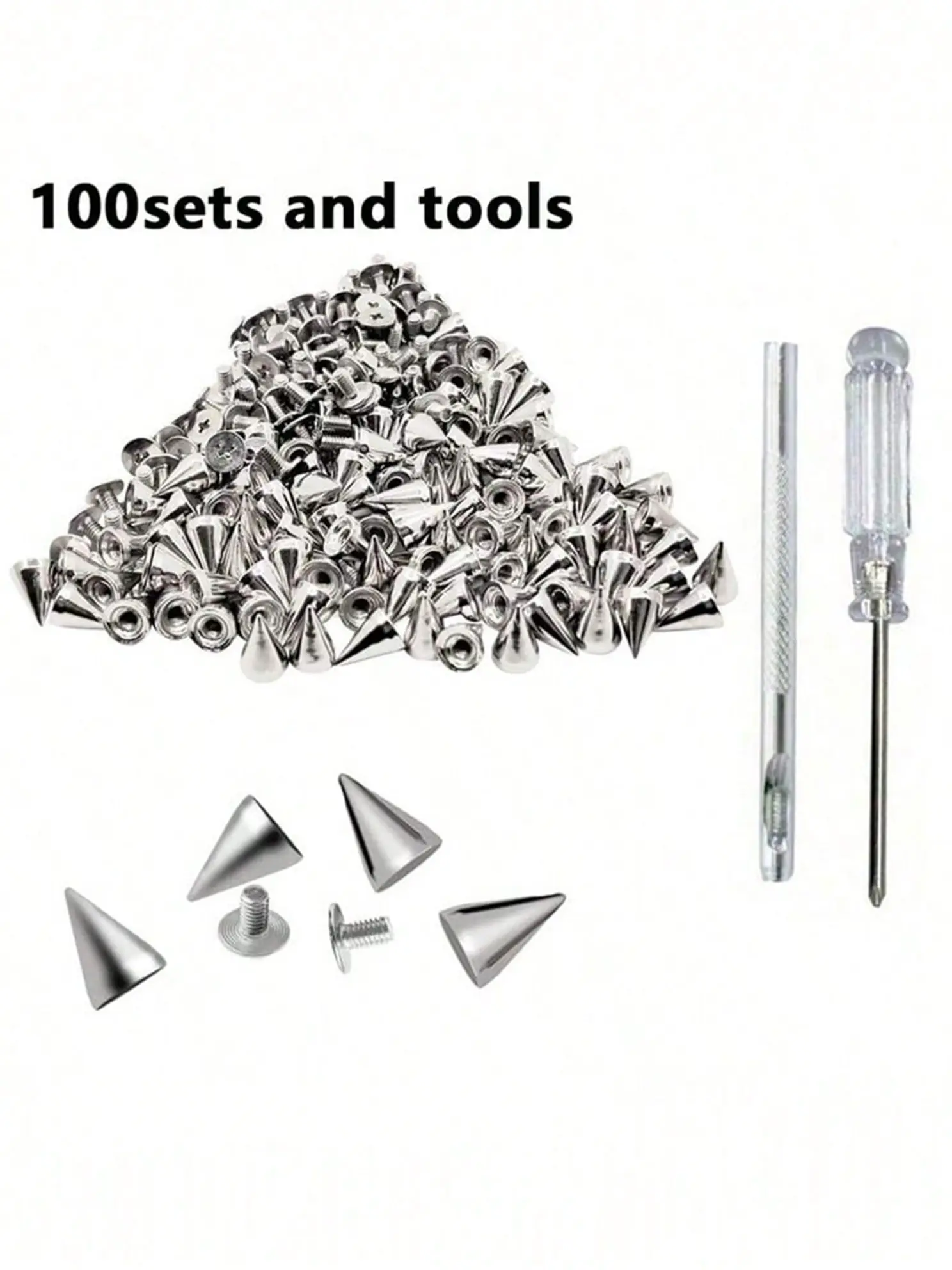 7x10mm Spiked Punk Rivets, Multiple Sizes Screw Back Studs, Punk Rock Bullet Rivets for DIY Sewing, Clothing, Leather Craft