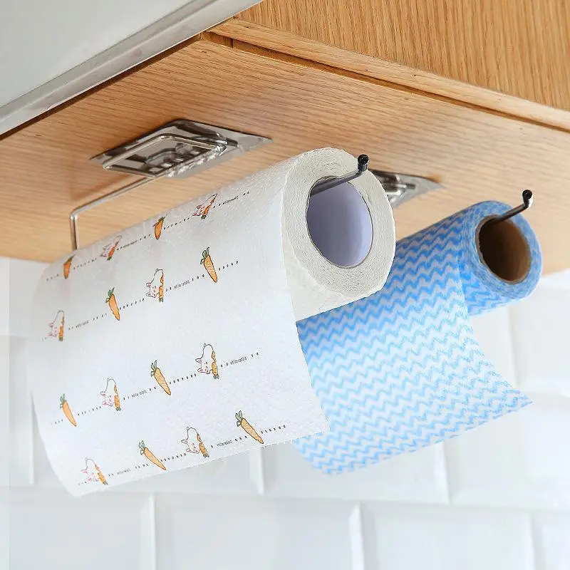 3pcs Hanging Toilet Paper Holder Roll Paper Holder Bathroom Towel Rack Stand Kitchen Stand Paper Rack Home Storage Racks