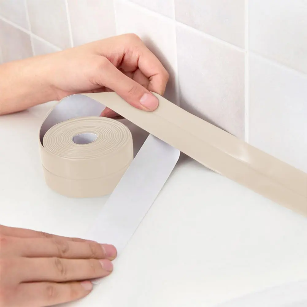 Beige Caulk Tape Self Adhesive Caulking Strip  Peel & Stick Seal Toilet Bathroom Sink Bathtub Wallpaper Border Tile Floor Wall  Protector Decor, Easy to Install, Bathroom Accessories
