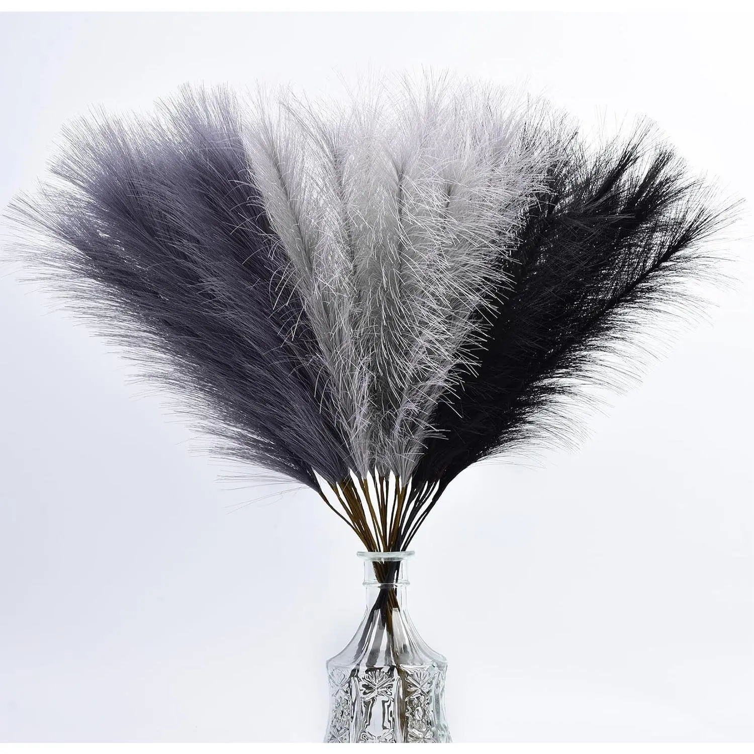 Grey Pampas Grass Decor,23Inch 12 count Faux Pampas Grass Bouquets Artificial Pampas  Pampas Flower for  Living Room Bedroom Vase Decor