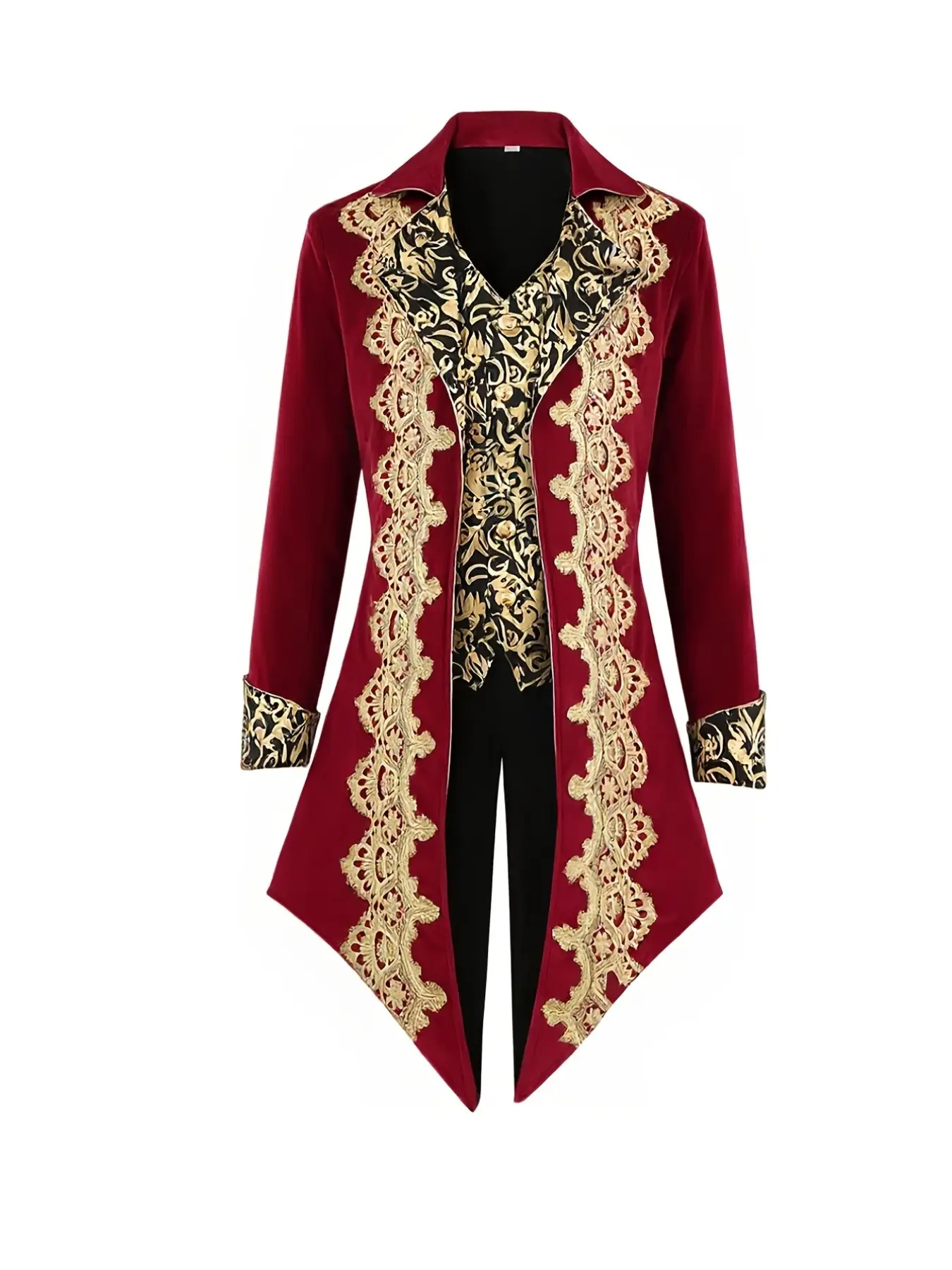 Men's Victorian Court Tailcoat, Lace Gothic Medieval Steampunk Prince Costume, Halloween Performance Dress